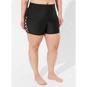 Torrid Womens Black Swim Shorts With Stylish Lattice Side Detail Size 3 Comfy St